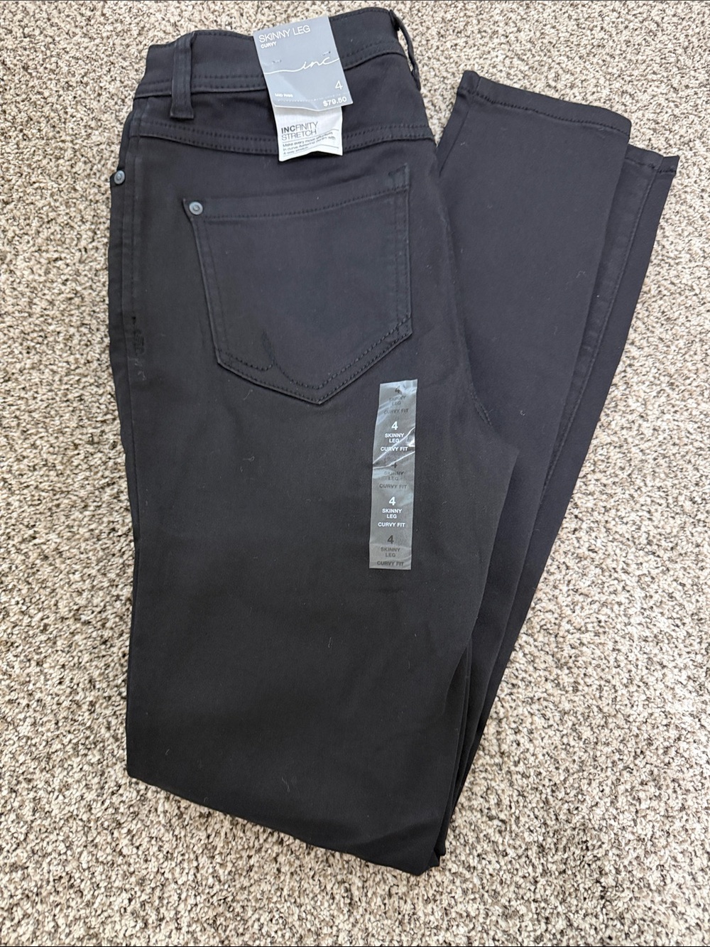 INC International Concepts women’s Black Curvy Skinny Leg Jeans  size 4 NWT